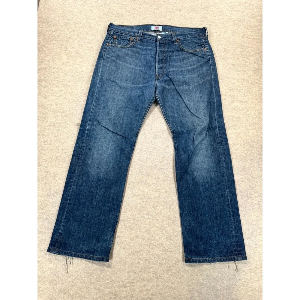 Levi's 501 Original Jeans Mens 36x30 Blue Denim Cotton Straight Leg Button Fly